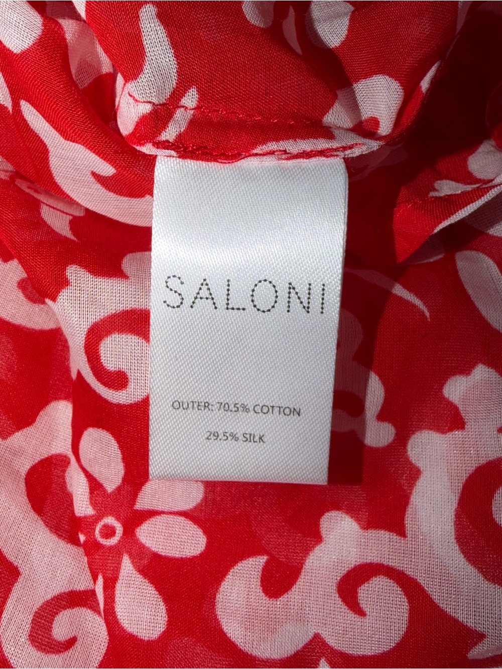 NWT SALONI Inez Floral Maxi Dress Size 8 US Red Cotton Silk Long Sleeve Paisley - Picture 9 of 11